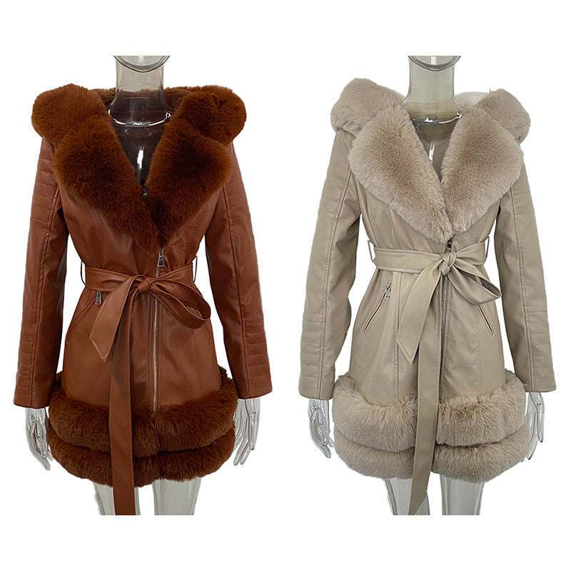 Women's Fashion Leather Fur Jackets