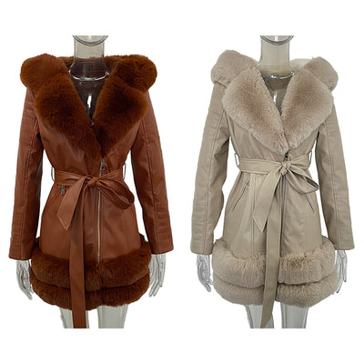 Women's Fashion Leather Fur Jackets