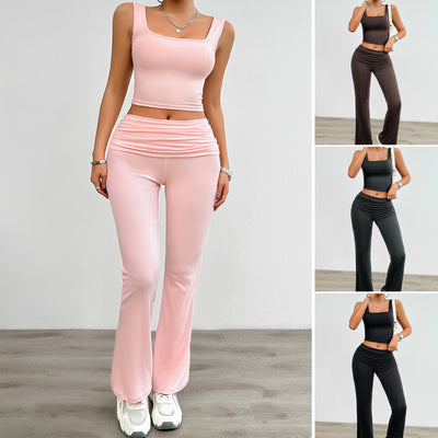 Women's 2 Pc Body Suit with Flared Bottoms