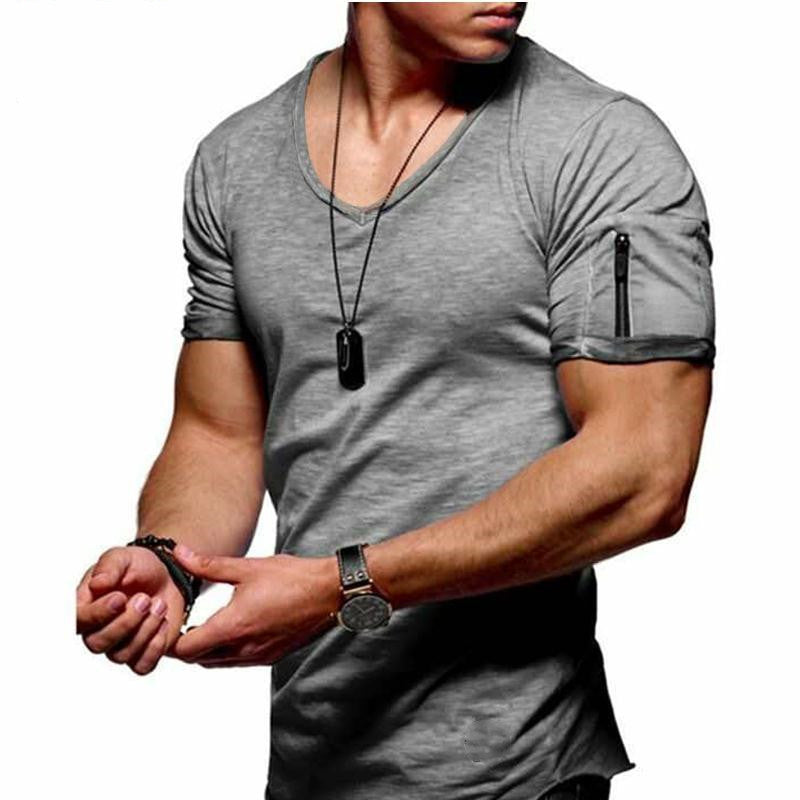 Men's Short Sleeve Cotton V-Neck T Shirt