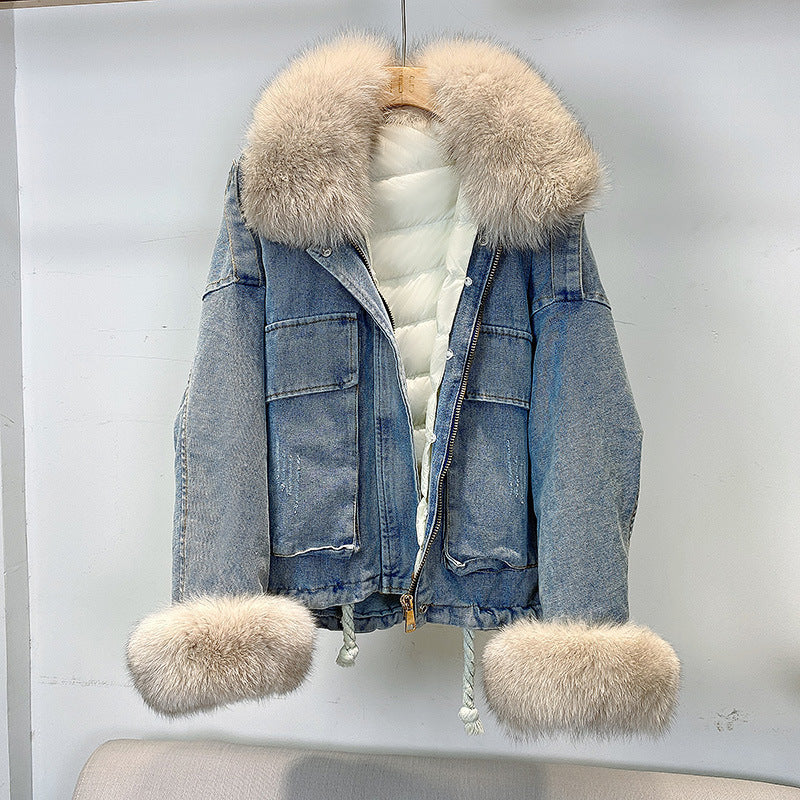 Women's Thick Denim Furred Jackets
