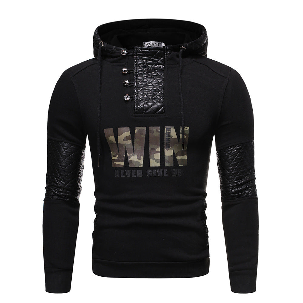 Men's Leather Patchwork Hoodies