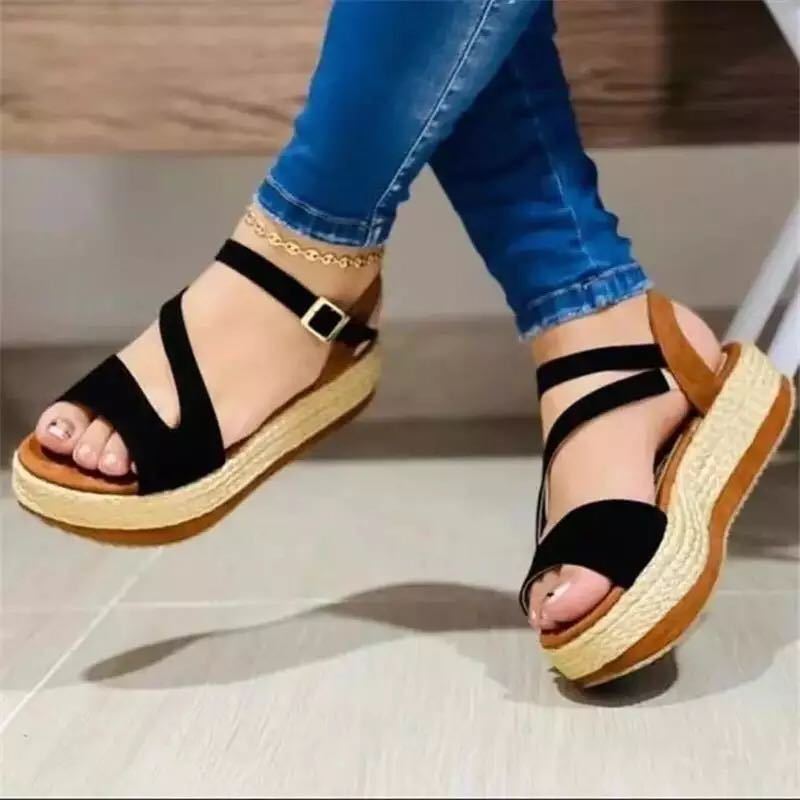 Women's Platform Hollow Buckle Sandals