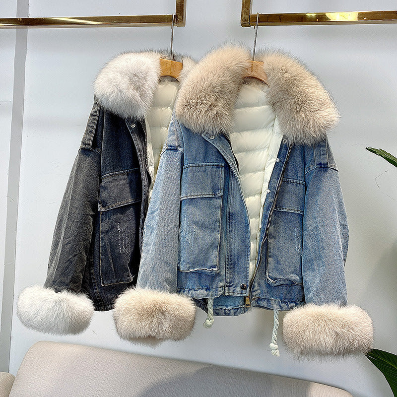 Women's Thick Denim Furred Jackets