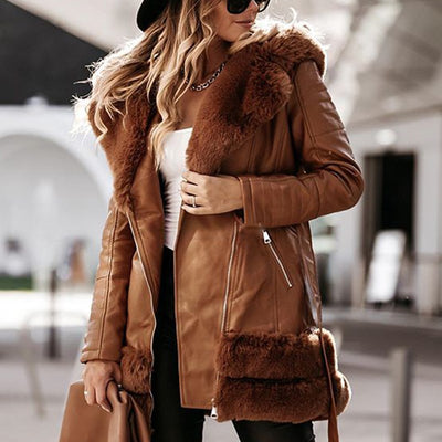 Women's Fashion Leather Fur Jackets