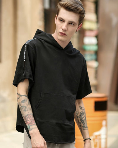 Men's Summer Short Sleeve Loose Hoodie