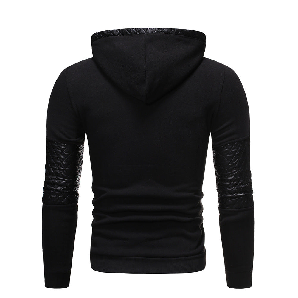 Men's Leather Patchwork Hoodies