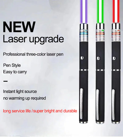 3 Packs 900Mile Laser Light Pointer Pen Green Blue Red Light Visible Beam Lazer