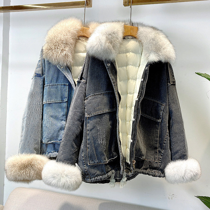 Women's Thick Denim Furred Jackets