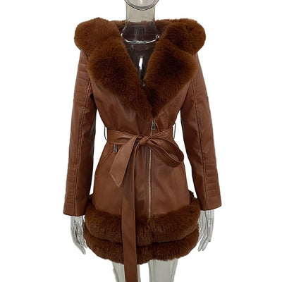 Women's Fashion Leather Fur Jackets