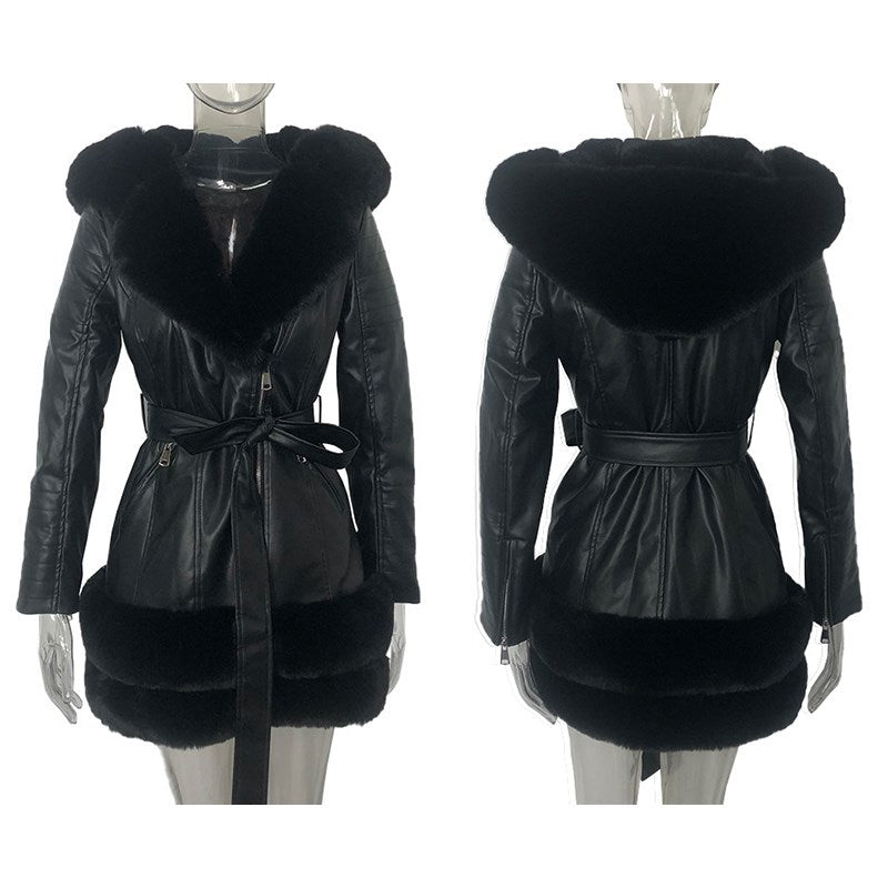 Women's Fashion Leather Fur Jackets