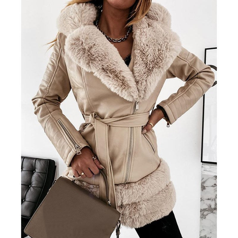 Women's Fashion Leather Fur Jackets