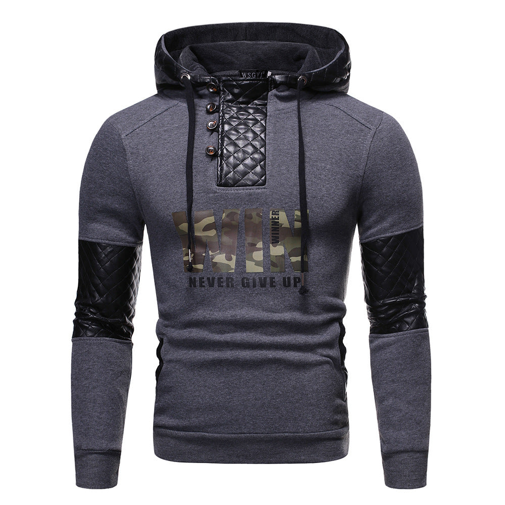 Men's Leather Patchwork Hoodies