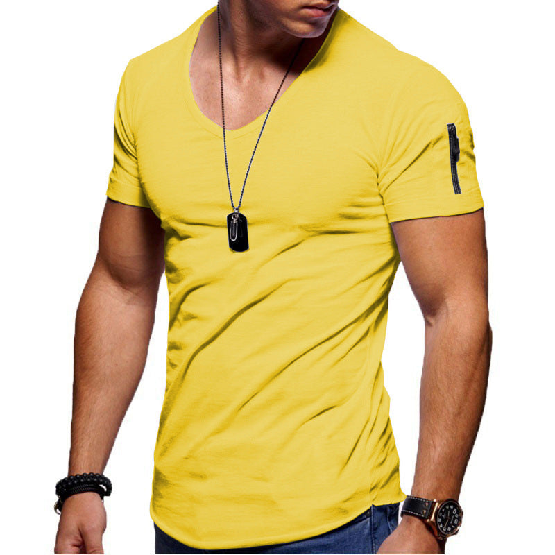 Men's Short Sleeve Cotton V-Neck T Shirt