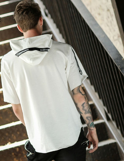 Men's Summer Short Sleeve Loose Hoodie