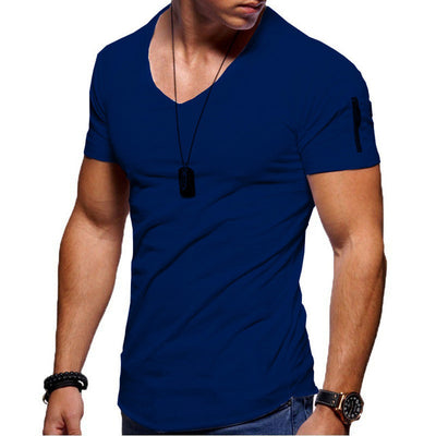 Men's Short Sleeve Cotton V-Neck T Shirt