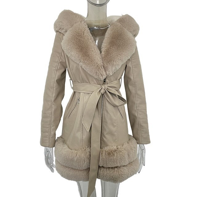 Women's Fashion Leather Fur Jackets