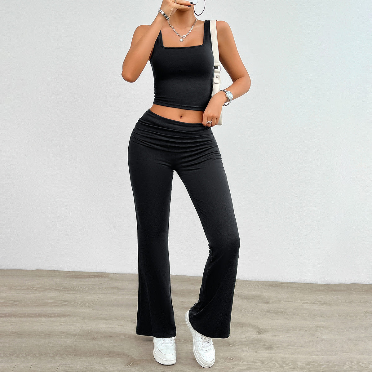 Women's 2 Pc Body Suit with Flared Bottoms