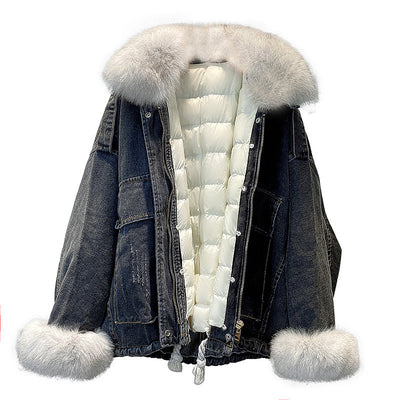 Women's Thick Denim Furred Jackets