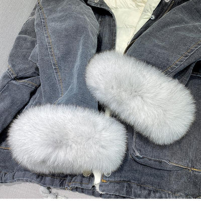 Women's Thick Denim Furred Jackets