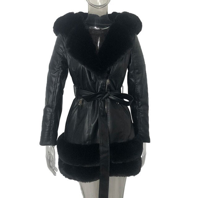 Women's Fashion Leather Fur Jackets