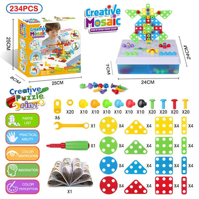 Children's Creative Mosaic Drill and Tools Building Kit