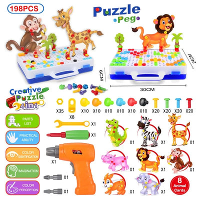 Children's Creative Mosaic Drill and Tools Building Kit
