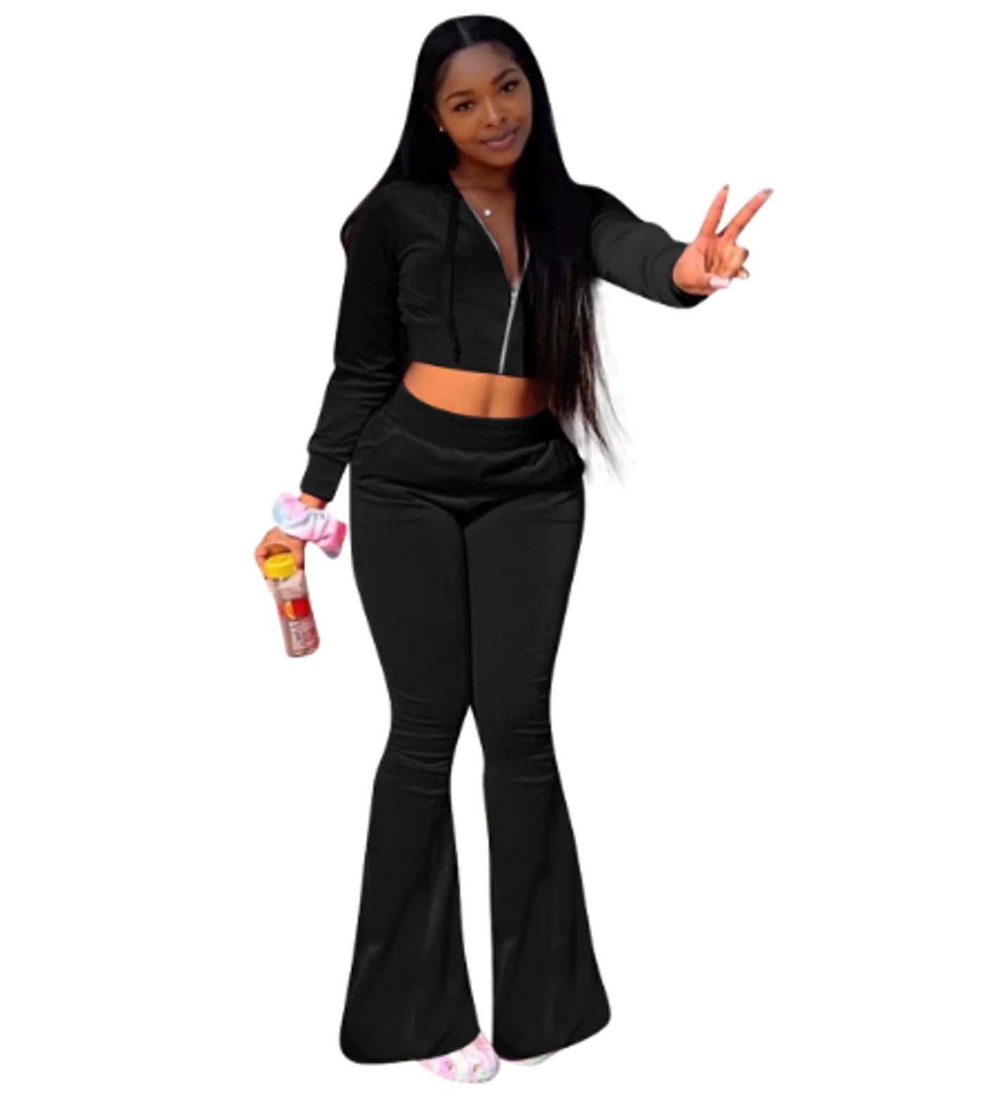 Women's 2 Piece Velvet Hoodie and Sweatpants Set