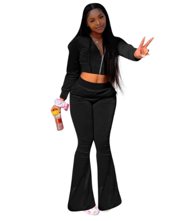 Women's 2 Piece Velvet Hoodie and Sweatpants Set