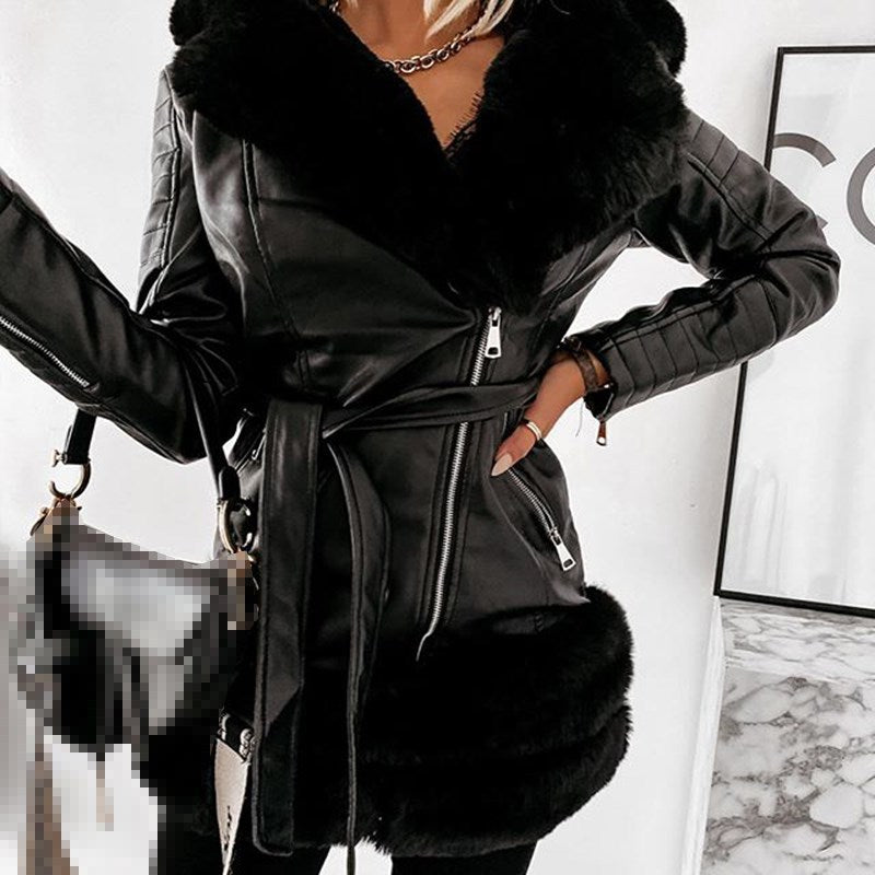 Women's Fashion Leather Fur Jackets