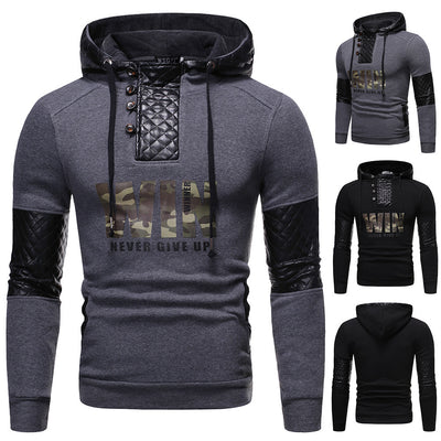 Men's Leather Patchwork Hoodies