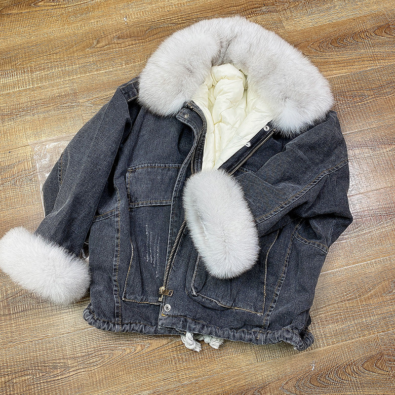 Women's Thick Denim Furred Jackets