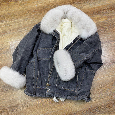 Women's Thick Denim Furred Jackets