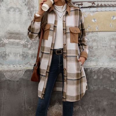 Women's Plaid Winter Long Coat