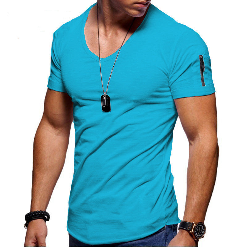 Men's Short Sleeve Cotton V-Neck T Shirt