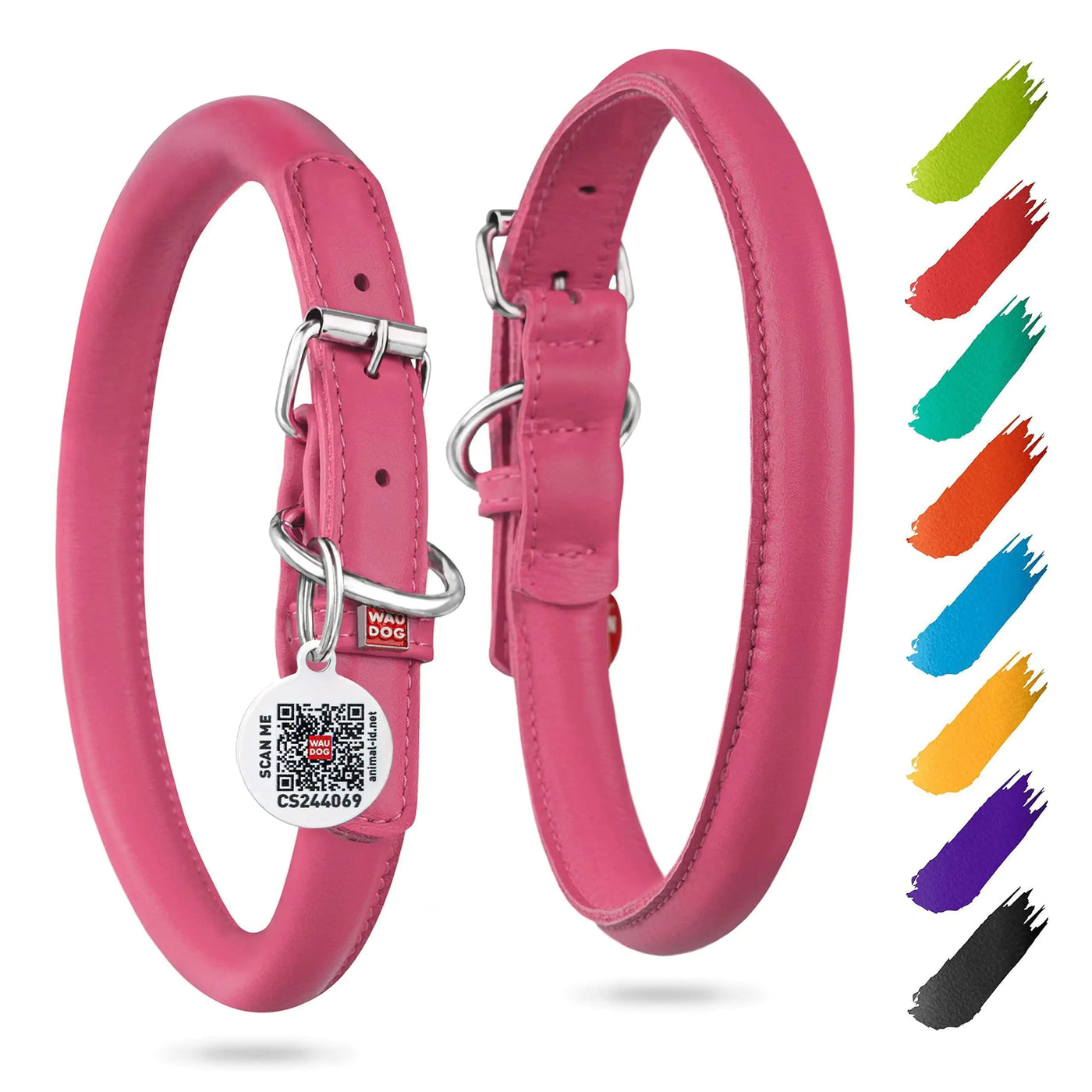 Ultra Soft Rolled Leather Dog Collar for Small Dogs 8-10 inches